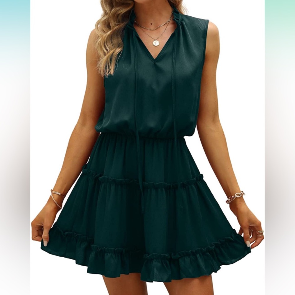 green sleeveless mini dress size large.